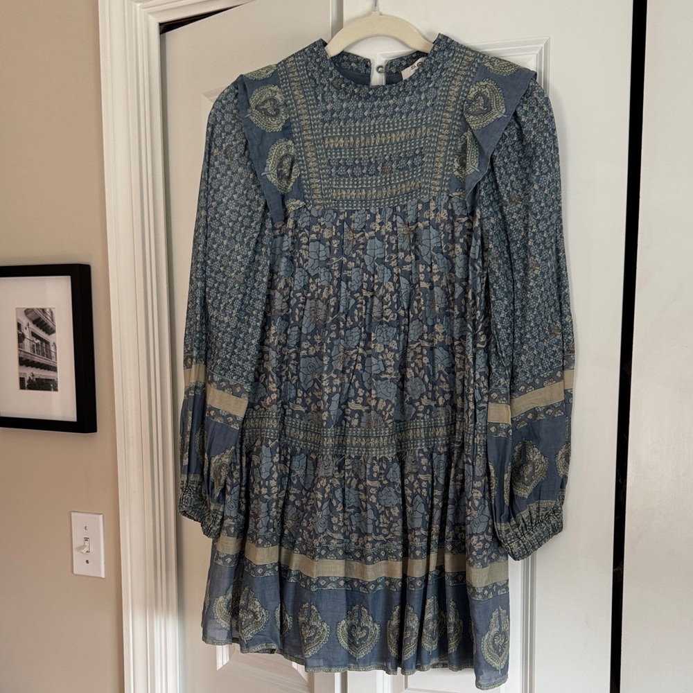 Sea New York Blue Floral Paisley Smocked Dress